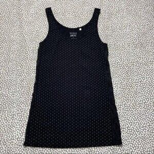 Guess Black Polka Dot Sleeveless Shirt w/ Lace Details on Sides Size S